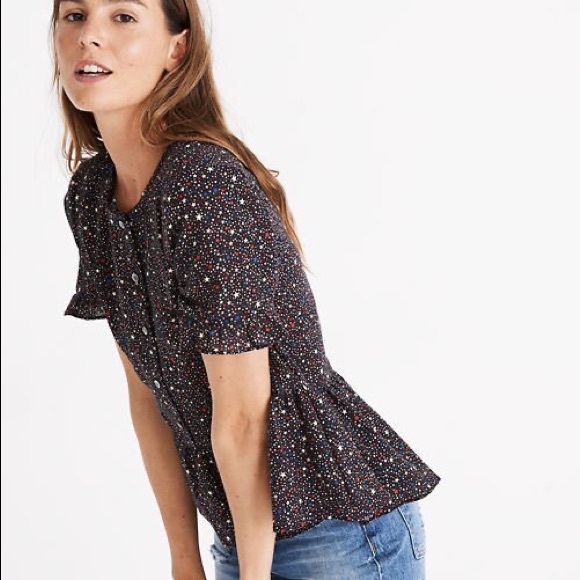Madewell Studio Ruffle Hem Top in Starry Night - Picture 2 of 3